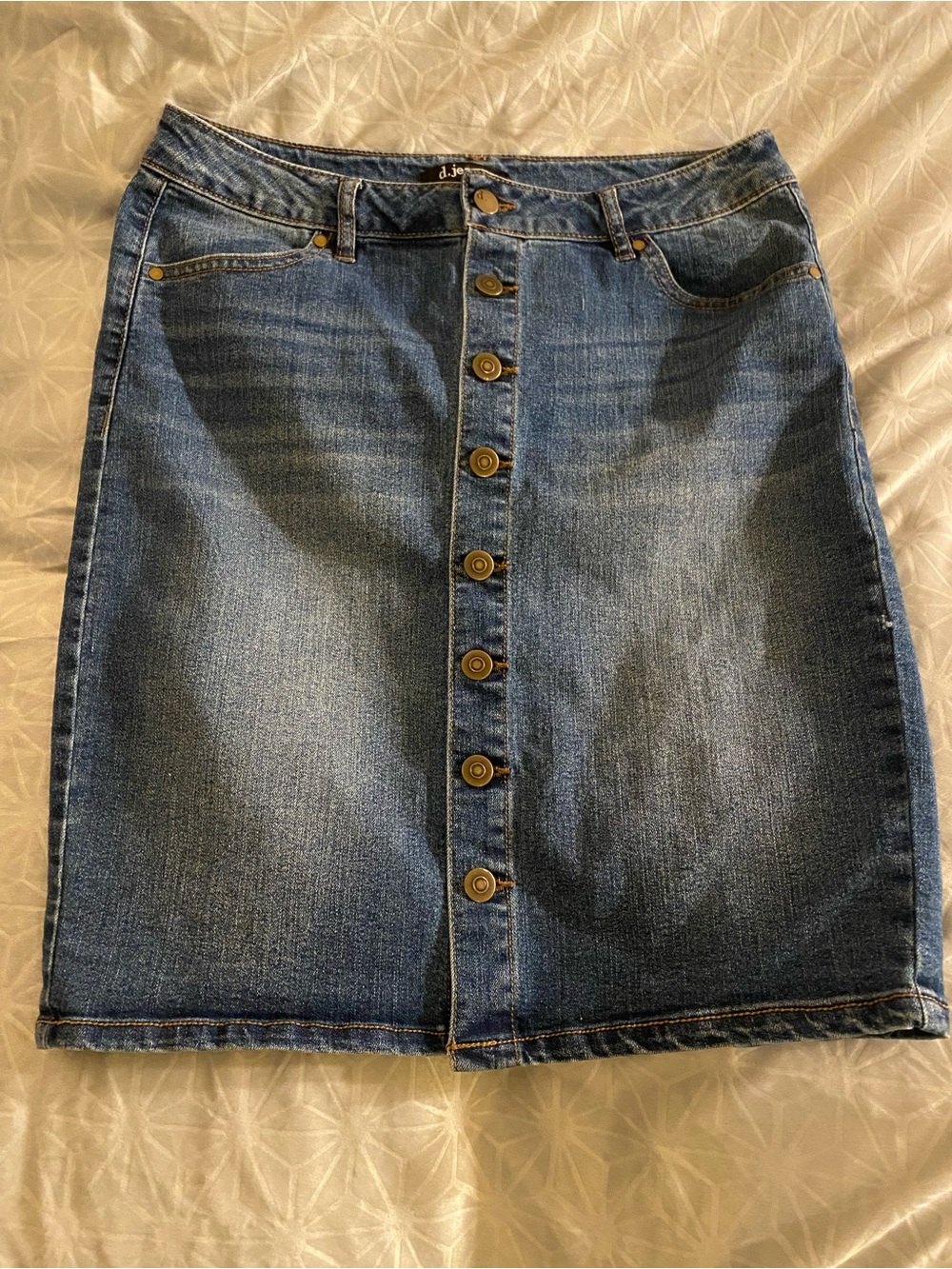 d. jeans Blue Button-Front Pencil Denim Skirt